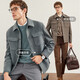 Seven Wolf Jacket Men's Wool Spring Woolen Jacket Men's Casual Lapel Fashion Jacket Shirt Windproof Jacket Men's Top 101 (Narrow Blue) 170/88A/L