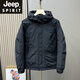 JEEP SPIRIT Casual Cotton Clothes Men's Winter New Outdoor Padded Jacket Loose Fashionable Hooded Workwear Jacket Thickened Cotton Jacket Black XL