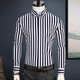 Talentiertes Yijia Vertikales gestreiftes Hemd Herren-Langsamen, schlanker Baumwollkoreaner-Stil gutaussehender Frühlings-Männer modisches lässiges Hemd-Hemd-Mode-Fashion Anti-Falten-Marine Streifen 5009 39
