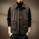 Romon Vest Men's American American Spring New Loose Versatile Fashion and Retro Workworks Cotton Jacket Men's Top Khaki XL adapté à 140-160jin [Jin est égal à 0,5 kg]