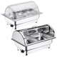 Stainless steel buffet stove insulation stove electric heating Buffy stove canteen hotel buffet insulation table dining table three compartments deepening 13 liters / transparent flip cover
