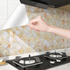 Huangsheng Kitchen Sticker Waterproof Oil-proof Self-adhesive Wall Sticker Stove Ceramic Tile Cabinet Desktop Renovation Marble Countertop Protective Film Beishajin [Thickened/Oil-resistant and dirty] 80cm (Width)*5m (Length) + Film Tool