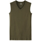 Fons Men's Vest Cotton Waistcoat Bottoming Undershirt Sleeveless Wide Shoulder Slim Sports Fitness Underwear Trendy Men's Pure Cotton Summer V-Neck-Army Green 2XL