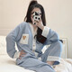 Yalu-Pyjamas für Frauen im Frühjahr und Herbst Baumwoll lange Ärmel einfache Damen losen Sommer-High-End-Home-Kleidung Herbst und Winter neuer Stil D6167 M [75 100jin [Jin ist 0,5 kg]]