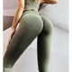 European and American new peach hip lifting yoga pants high waist elastic tight fitness pants running sports pants green M