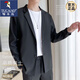 Woodpecker suit men's light mature style casual loose tops trendy coat yuppie handsome dk uniform men's small suit three-piece suit black casual suit + drape trousers + white short sleeves XL 125-145Jin Jin equals 0.5 kg