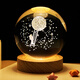 Yunya Starry Sky Astronaut 3D Internally Carved White Crystal Ball Luminous Base Night Light Creative Glass Ball Ornaments for Boys and Girls Solar System 6cm + Warm Light Base Color Box