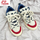 An early summer canvas men's shoes for spring and autumn middle school students American retro skateboard shoes niche design bread casual trendy shoes thick sole red and blue (main picture model) 41