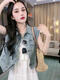 
WVIRTJE long dress with high-end latest style this year's popular denim vest lace suspender suit for women's summer high-end denim vest 694# [high-quality version] L[recommended 105-120Jin[Jin equals 0.5 kg]]