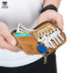 Captain Cattle Leather Goods Captain Cattle Head Cowhide Key Pack Genuine Leather Men's Anti-theft Brushing Key Pack Card Pack Two-in-One Waist Car Key Yellow-brown