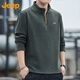 Jeep (JEEP) sweatshirt men's autumn and winter loose long-sleeved T-shirt heavyweight polar fleece thickened warm clothes men's military green 2XL
