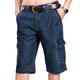 Jeep (JEEP) casual shorts men's denim straight loose multi-pocket work pants fashionable summer thin cropped pants 753 dark blue 36