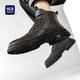 Hoilan Home (HLA) Martin Boots Fall and Winter New Casual Medium y High Top más Botas de vellón engrosadas Botas de trabajo para hombres Botas de cuero calientes de cilindro negro (Haagzm4aba0562 45