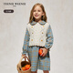 Teenie Weenie Kids 24 Autumn Girls Woolen Vest Plaid Long Sleeve Dress Mixed Color 120 cm