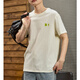 TonLion 2025 men's front chest and back pattern short-sleeved T-shirt beige L