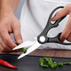 Chuangmu Ciseaux d'atelier en acier inoxydable robustes pour os de poulet, ciseaux de cuisine multifonctions pour poulet, canard, os de poisson, ciseaux pour aliments végétaux, ciseaux pour aliments complémentaires, ciseaux de cuisine noirs + couteau à fruits + raboteuse à melon