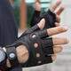 Lootis NOOLDERS men's half-finger retro driving deerskin gloves retro motorcycle riding driving gloves half thin dark brown M size