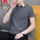 皮尔卡丹（pierre cardin）夏季男士短袖翻领polo.衫青年休闲半袖印花t恤男装带领子上衣薄款 黑色 QY679 M