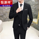 Hengyuanxiang suit men's three-piece business formal suit professional suit groomsmen groomsmen wedding dress spring L 105-120 Jin Jin equals 0.5 kg light gray (suit + trousers)