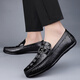 Fugui Bird Men's Shoes Summer Toe Cowhide Casual Casual Crocodile Patter