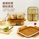 Erstellen von hitzebeständigem Glas Frischwachtbox, Microwave Ofen Special Lunch Box für Büroangestellte, versiegelte Schüssel für Lunchbox, Amber plus 1050+480 ml+Bag+Tabletten