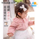 YOUGE Infant 2024 new long-sleeved French sweet shirt spring lapel ruffle top trendy off-white 66 cm