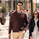 Mr. Cashmere Blend Thickened Sweater Jacket Spring and Autumn Solid Color Retro Knitted Wool Cardigan Men's BT12339 Clearance Coffee L (175)