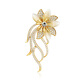 CHOMEL KINSEY violet floating flower brooch, high-end women's exquisite niche design corsage pin coat, Goddess' Day gift, violet champagne gold 5.5*3.0cm