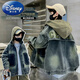 Disney (Disney) children's clothing, boys' autumn jackets, spring and autumn new models, medium and large children's boys handsome denim autumn hooded trend, retro color 130