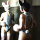 Yaqu men's sexy underwear 2024 new sexy transparent role-playing three-point male sexy underwear bunny boy gray + white stockings men's special masturbation sexy underwear thong men's sexy intercourse M (80-120)