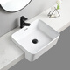 Inviil SEMI-EMBEDDED WASH BASIN Céramique de salle de bain COMPTENDRE SALLE SALLE SALLE SMAL SMAL SMALON LAVE BOURIEUR BOURIEUR BASIN SEMI-HUNG UN STYLE BASIN SEMI-HUNG 4837 (avec des trous de trop-plein) + Black Pull-Pull Rotating Faucet (Note blanche)