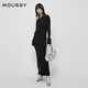 moussy 新品简约风淑女H型长款针织连衣裙010HA673-7891 020黑色 S