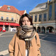 2024 New Scarf Women's Autumn and Winter Korean Retro Shawl Japanese Student Warm Tassel Scarf Men's Fashion [Coffee Plaid] 200*50cm