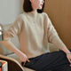 Mushi Cardigan Frauen halb Rollkragenpullover 100% reiner Wollpullover Frauen mit Dicke gestrickte Basishemd SS653M Blau Samtfarbe m