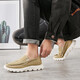 Pull back men's shoes canvas shoes breathable sports casual shoes one-leg low-cut trendy sneakers WXY-B011Z khaki 42