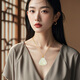 Phoenix Jewelry 18K Gold Inlaid Hotan Jade Buddha Pendant Women's Maitreya Buddha Natural Jade Necklace Birthday Gift