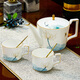 NINE CRANES Jingdezhen cup set 2024 new home light luxury bone china tea cup gift set tea set rotating tray high-end bone china water set 8-piece gift box