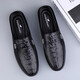 
Fugui Bird Summer Beanie Men's Real Leather Lazy Casual Leather Shoes Soft Sole Breathable Business Driving Daddy Shoes Yulin FG9898 Black 38