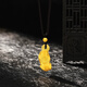 Erli Ancient Gold Color Lucky Pixiu Coin Pendant Necklace for Men and Women, Versatile Simple Necklace Accessories Biting Coin Pixiu Pendant