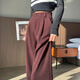 Fashimu 2024 Velvet verdickte Wollhosen mit weitem Bein für den Herbst und Winter, kleine, mit geradlinigen Bein wachsende Hoch-T-Hose für Frauen 6636 Kaffeefarben klein 2xl empfohlen 131-140jin [Jin gleich 0,5 kg]