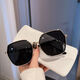 Gafas de sol versátiles de Kovochi para mujeres en protección solar 2025 Nueva cara de moda gafas de soldado gafas de sol marco de oro de alta gama Hoja gris negro [tela espejo de la caja espejo]