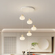 First Dream Cream Style Restaurant Chandeliers Simple Modern Staircase 2025 New Guangdong Zhongshan Dining Room Bar Lamp CX689-3 Head (Long Disk) Sand White + Beige + 20W Three-color Lighting
