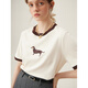 Fan Silan American rétro T-shirt à manches courtes pour les femmes 2024 Collier de contraste de nouveau Collier de contraste Top 24FS12185 Câble vanille XS