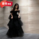 靠森（Kaooseen）公主裙成人蓬蓬裙拖尾黑色晚礼服女2024新款宴会气质18岁生日高中 黑色 晚礼服 M