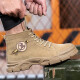 Jiuzhou War Wolf High-Top-Arbeitsschutzschuhe Männer Anti-Smash Anti-Puncture Anti-Scald-Schweißstiefel Anti-Slip-Anti-Wear-Herbst- und Winterarbeitsschuhe 698 Khaki [Reverse Fleece Cowide] Stahlzehen 43
