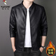 Woodpecker (TUCANO) men's brand high-end official 2025 new Haining genuine leather jacket men's slim-fit stand-up collar goatskin jacket casual pure black strong and soft spring and autumn style XL 180 recommended 125-140 Jin Jin equals 0.5 kg