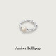 Amber Lollipop broken silver pearl ring women's ring index finger ring anniversary birthday gift for girlfriend and wife