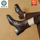 Specht bequeme Leder-Nacktstiefel Mode Slim Boots Frauen 2025 Herbst und Winter Neues weiches weiches Fersenquadrat-Toe Retro Short Stiefel Schwarz 38