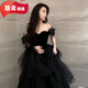 靠森（Kaooseen）公主裙成人蓬蓬裙拖尾黑色晚礼服女2024新款宴会气质18岁生日高中 黑色 晚礼服 M