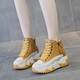 
AI genuine leather dad shoes for women 2024 autumn and winter new thick sole high-rise women's shoes sports casual shoes soft sole travel shoes yellow [single] WZZS677 36